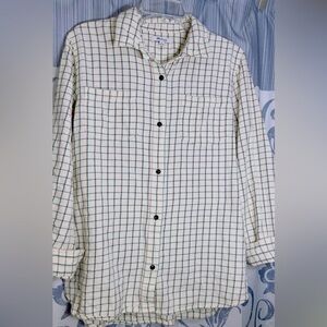 EUC  Madewell Women's Flannel Oversized Ex-Boyfriend Shirt in Windowpane Size XL
